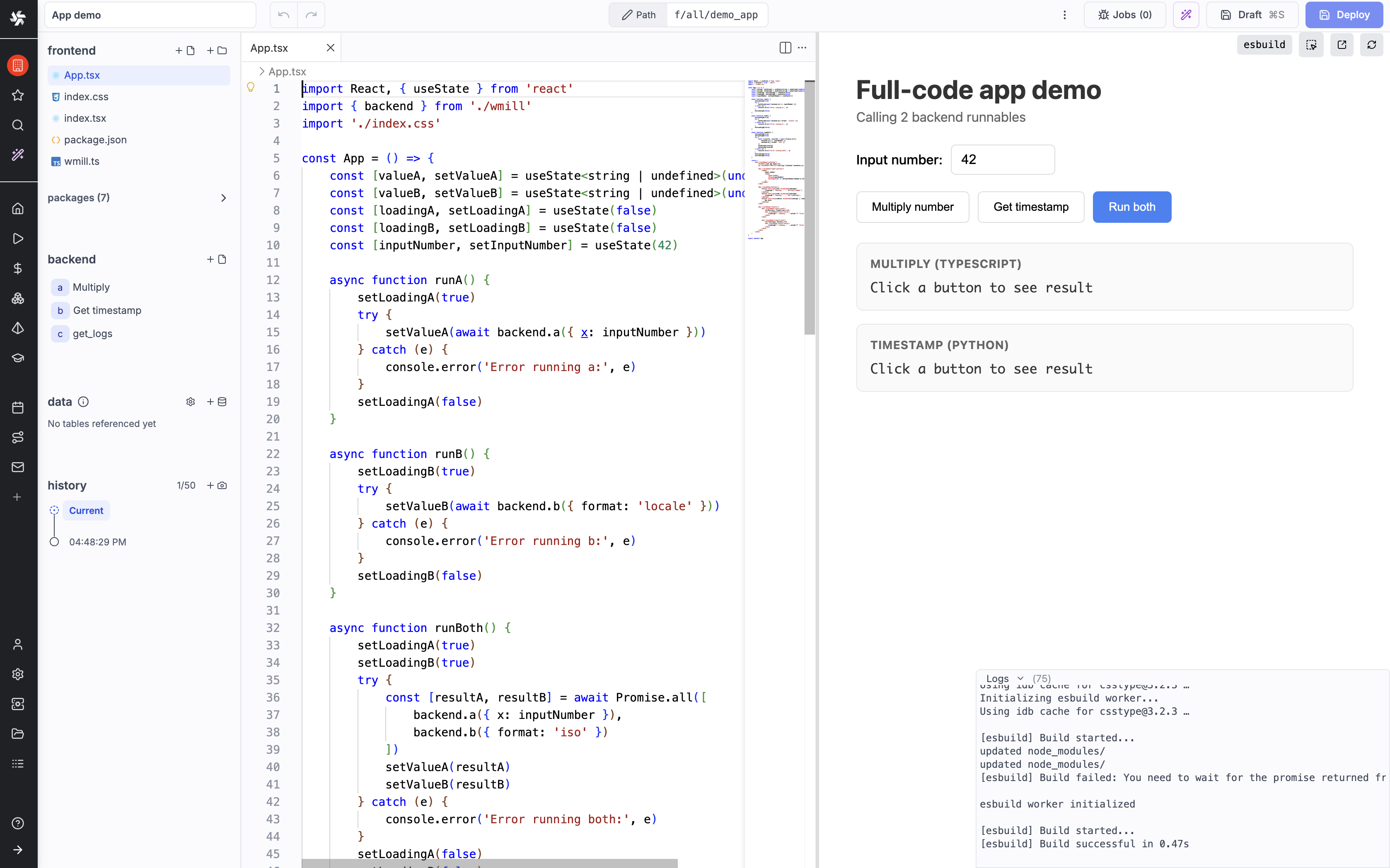 Full code apps